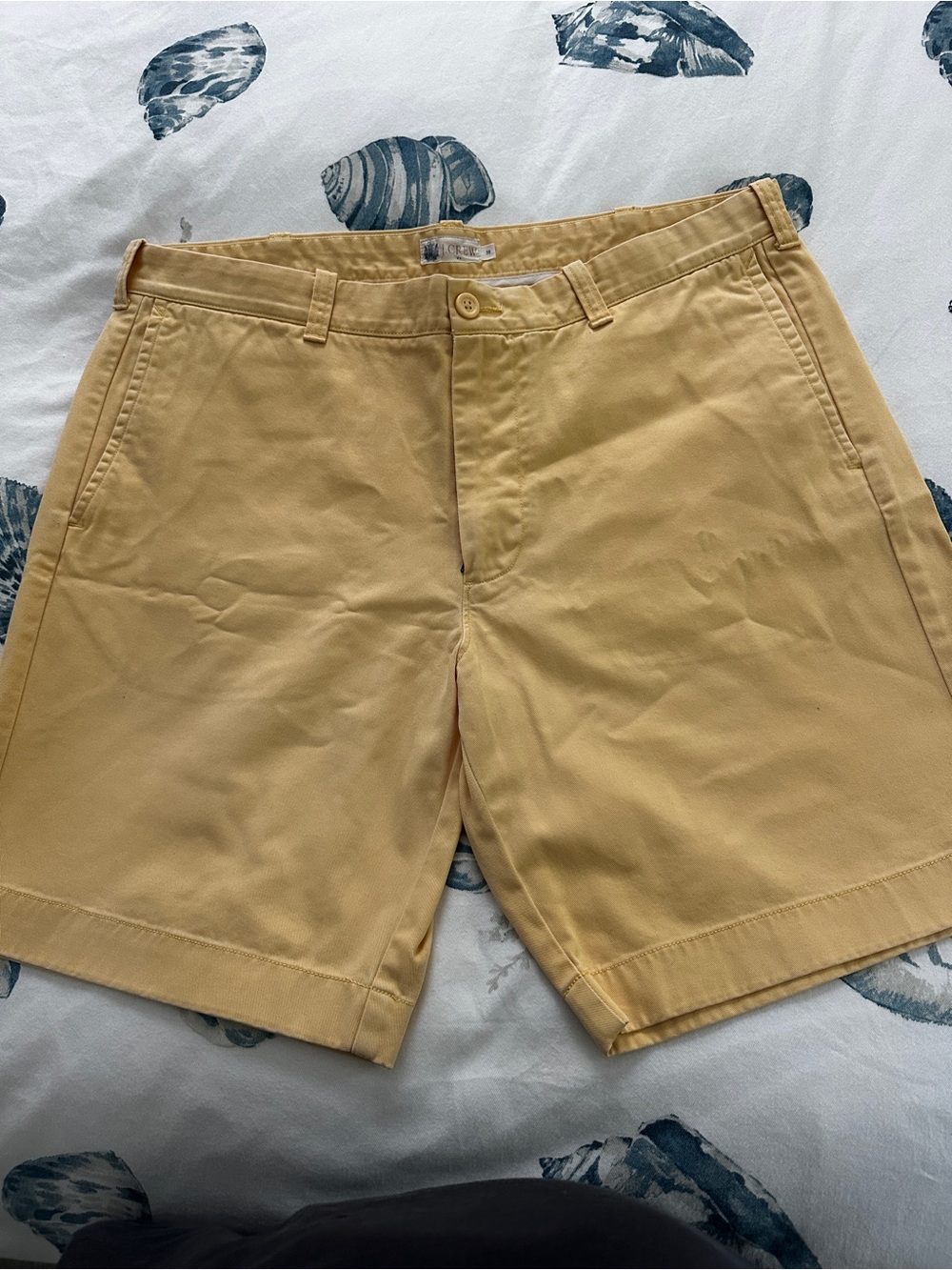 J Crew Men's Bright Yellow Flat Front Chino Shorts - Classic Summer Staple